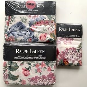 Vintage Ralph Lauren Queen sheet set: White Floral